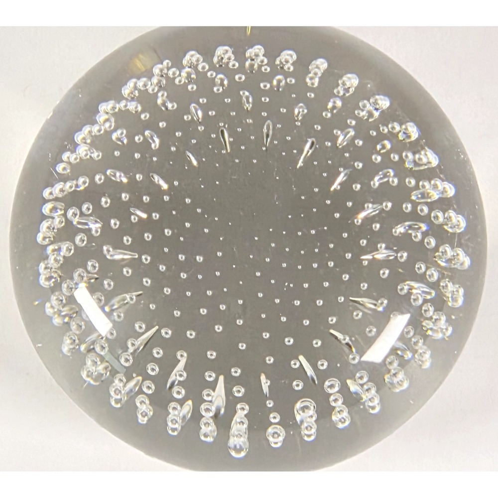 Bullicante Crystal Glass Paperweight Controlled Bubble 3" Heavy Clear Quality - Picture 4 of 7